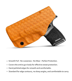 Hellcat Holster, Carbon Fiber Kydex Holster IWB for Springfield Armory Hellcat Pistol Case Pocket - Inside Waistband Carry Concealed Holster Hellcat Accessories Guns Pouch (Orange, Right Hand)