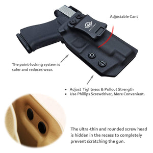 IWB Kydex Holster Custom Fits: Glock 48 Pistol - Inside Waistband Concealed Carry - Cover Mag-Button - Widened Entrance - No Wear, No Jitter