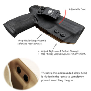 IWB Kydex Leather Holster for: Smith & Wesson M&P 9mm M2.0 4"/4.25" Pistol Case - Inside Waistband Carry Concealed Holster M&P 9mm 2.0 IWB Accessories - No Scratch, No Dropping