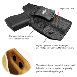 Glock 43 Holster, Glock 43x Holster, Carbon Fiber Kydex Holster IWB for Glock 43 / Glock 43X (Gen 1-5) Pistol Case - Inside Waistband Carry Concealed Holster Guns Accessories (Black, Right Hand)