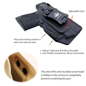 PoLe.Craft IWB Kydex Holster Custom Fit: Smith & Wesson M&P Shield 9/40 M2.0 S&W - with Integrated CT Laser - Inside Waistband Concealed Carry - Cover Mag-Button, Widened Entrance, No Wear, No Jitter - Black - PoLe.Craft Holster & Knives