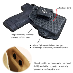 M&P Shield 40 Holster with TLR-6 Light Laser Carbon Fiber for Smith & Wesson M&P Shield 9mm/.40 w/TLR-6 - Inside Waistband Carry Concealed Holster M&P Shield 9mm with Laser Pouch (Black, Right Hand)