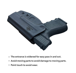 Kydex OWB Holster Fit Glock 19 19x / Glock 23 25 32 / Glock 17 22 31 Glock 26 27 30s (Gen 1-5) CZ P10 Pistol Case Waistband Outside Carry 1.5-2 Inch Belt Clip - Adj. Width Height Cant - Entrance Widen - Black - PoLe.Craft Holster & Knives