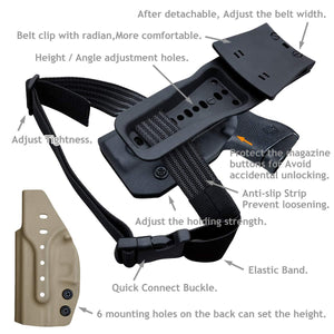 PoLe.Craft OWB Kydex Holster Custom Fit: Glock 43 / Glock 43X (Gen 3 4 5) Pistol - Outside Waistband Carry 1.5-2 Inch Belt Clip - Adj. Width/Height/Retention/Cant, Entrance Widened (Black, Right Hand Draw (OWB)) - PoLe.Craft Holster & Knives