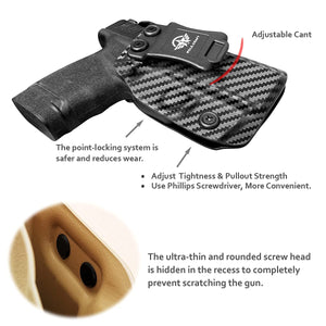 Hellcat Holster, Carbon Fiber Kydex Holster IWB Custom Fit: Springfield Armory Hellcat Pistol Case Pocket - Inside Waistband Concealed Carry - Cover Mag-Button, Widened Entrance, No Wear, No Jitter