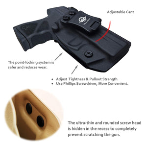 IWB Kydex Holster Custom Fit: Taurus TH9C Pistol - Inside Waistband Concealed Carry - Adj. Cant Retention - Cover Mag-Button - Widened Entrance - No Wear, No Jitte