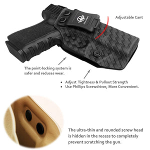 Glock 19 Holster, Carbon Fiber Kydex Holster IWB for Glock 19 19X Glock 23 Glock 25 Glock 32 Glock 45 (Gen 3 4 5) Pistol Case - Inside Waistband Carry Concealed Holster Glock 19 IWB (Black, Right)