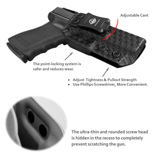 Glock 17 Holster, Carbon Fiber Kydex Holster IWB for Glock 17 / Glock 22 / Glock 31 (Gen 3 4 5) - Inside Waistband Carry Concealed Holster Glock 17 Gun Accessories (Black, Right)