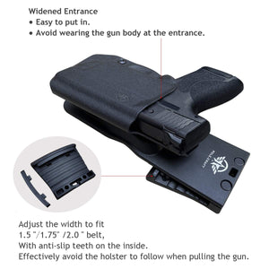 M&P Shield 9mm Holster OWB Kydex for Smith & Wesson M&P Shield 9mm / .40 M2.0 - with Integrated Laser Pistol Case - M&P Shield Holster OWB with Laser - Outside Waistband Carry 1.5-2 Inch Belt Clip with Leggings - Adj. Width Height Retention Cant, Widened