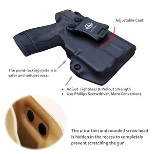 IWB Kydex Holster Custom Fit: Smith & Wesson M&P Shield 9mm/.40 w/TLR-6 - Inside Waistband Concealed Carry - Cover Mag-Button, Widened Entrance, No Wear, No Jitter