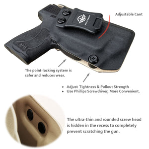 IWB Kydex Leather Holster Fit: Smith & Wesson M&P Shield Plus / M2.0 / M1.0 - 9mm 3.1" Barrel and M&P Shield M2.0 9mm with Integrated CT Laser Pistol - Inside Waistband Concealed Carry