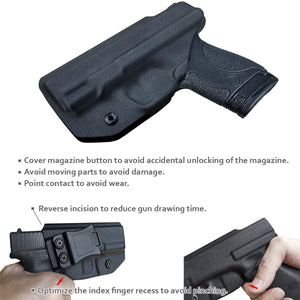 Kydex IWB Holster Fit: Smith & Wesson M&P Shield 9mm .40 S&W Pistol Case Concealed Carry - Inside Waistband Carry Concealed Holster M&P Shield 9mm .40 - Black - PoLe.Craft Holster & Knives