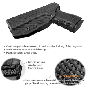 Glock 19 Holster, Carbon Fiber Kydex Holster IWB for Glock 19 19X Glock 23 Glock 25 Glock 32 Glock 45 (Gen 3 4 5) Pistol Case - Inside Waistband Carry Concealed Holster Glock 19 IWB (Black, Right)