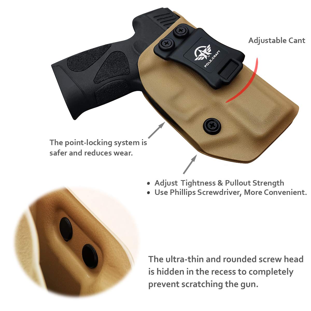 IWB Kydex Holster For Taurus G3C / G2C / G2S – Concealed Carry Inside Waistband – Adjustable Cant & 'Posi-Click' Retention – Right Hand Draw