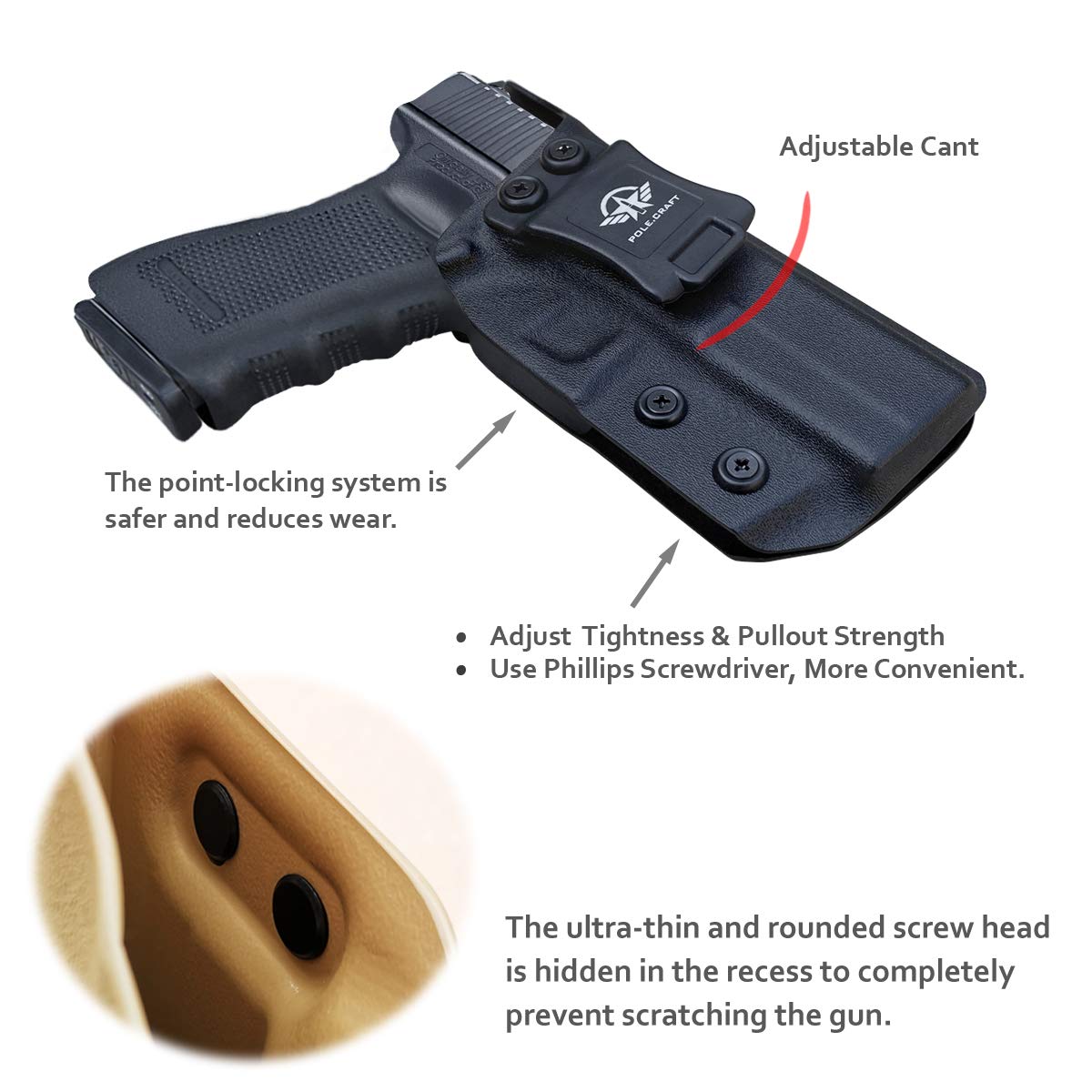 Fondina IWB Kydex Per Glock 17 - Nascosta Nella Cintura, Regolabile E Sicura - Foto 8