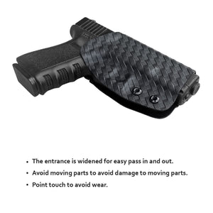 Glock 19 Holster, Glock 17 Holster OWB Kydex Holster Fit: Glock 19 19x / Glock 23 25 32 / Glock 17 22 31 / Glock 26 27 30s (Gen 1-5) - Outside Waistband Carry 1.5-2 Inch Belt Clip - Adj. Width Height Retention Cant, Entrance Widened
