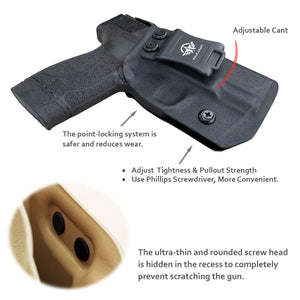 M&P 45 Shield Holster IWB Kydex Holster Custom Fit: Smith & Wesson M&P 45 Shield M2.0 3.3”Barrel Pistol - Inside Waistband Concealed Carry - Adj. Cant Retention - Cover Mag-Button - No Wear, No Jitter