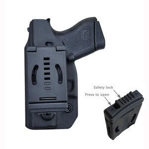 PoLe.Craft OWB Kydex Holster Custom Fit: Glock 43 / Glock 43X (Gen 1-5) Pistol - Outside Waistband Carry / 1.5-2 Inch Belt Clip - Adj. Width Height Retention Cant, Entrance Widened - PoLe.Craft Holster & Knives