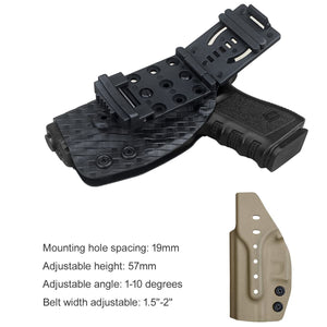 Glock 19 Holster, Glock 17 Holster OWB Kydex Holster Fit: Glock 19 19x / Glock 23 25 32 / Glock 17 22 31 / Glock 26 27 30s (Gen 1-5) - Outside Waistband Carry 1.5-2 Inch Belt Clip - Adj. Width Height Retention Cant, Entrance Widened