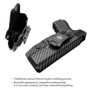 Glock 19 Holster IWB Kydex Carbon Fiber Custom Fit: Glock 19 19X / Glock 23 / Glock 25 / Glock 32 / Glock 45 (Gen 3 4 5) Pistol - Inside Waistband Concealed Carry - Adj. Cant Retention, Cover Mag-Button, No Wear, No Jitter