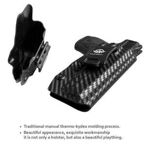 M&P Shield 9mm Holster IWB Kydex Carbon Fiber For Smith & Wesson M&P Shield 9mm .40 3.1" Barrel S&W Pistol Case - With Integrated Laser - Inside Waistband Concealed Carry - Adj. Cant Retention - Cover Mag-Button - No Wear - No Jitter