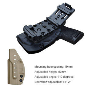 PoLe Craft OWB Kydex Holster for Smith & Wesson M&P Shield 9mm / .40 M2.0 - with Integrated Laser Pistol Case - Outside Waistband Carry / 1.5-2 Inch Belt Clip - Adj. Width Height Retention Cant, Entrance Widened