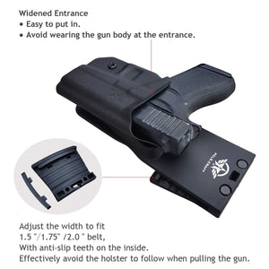 PoLe.Craft OWB Kydex Holster Custom Fit: Glock 43 / Glock 43X (Gen 3 4 5) Pistol - Outside Waistband Carry 1.5-2 Inch Belt Clip - Adj. Width/Height/Retention/Cant, Entrance Widened (Black, Right Hand Draw (OWB)) - PoLe.Craft Holster & Knives