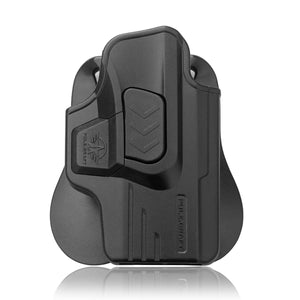 Glock 43 Holster OWB Paddle Holsters for Glock 43 / Glock 43X, Outside Waistband Open Carry Polymer Holster with Safety Lock - Angle Adjustable / 1.5"-2" Belt Adjustable, Right Hand