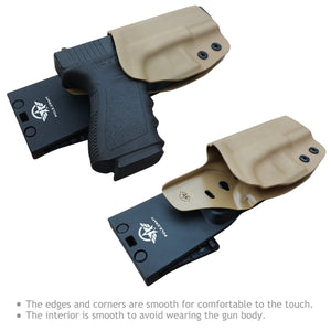 Kydex OWB Holster For Glock 19 19x Glock 23 25 32 Glock 17 22 31 Glock 26 27 33 (Gen 1-5) CZ P10 Gun Pistol Case Waistband Outside Carry 1.5-2 Inch Belt Clip - Adj. Width Height Cant, Entrance Widened - Tan / Orange - PoLe.Craft Holster & Knives