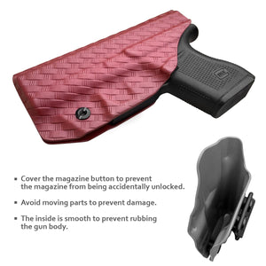 Glock 43 Holster, Glock 43x Holster, Carbon Fiber Kydex Holster IWB for Glock 43 / Glock 43X (Gen 1-5) Pistol Case - Inside Waistband Carry Concealed Holster Guns Accessories (Red, Right Hand)