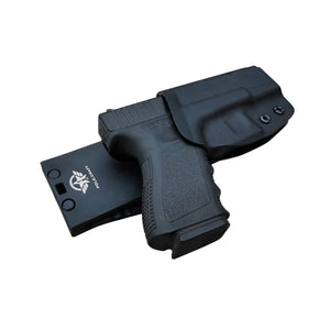 Kydex OWB Holster For Glock 19 19x Glock 23 25 32 Glock 17 22 31 Glock 26 27 33 (Gen 1-5) CZ P10 Gun Pistol Case Waistband Outside Carry 1.5-2 Inch Belt Clip - Adj. Width Height Cant, Entrance Widened - Black - PoLe.Craft Holster & Knives