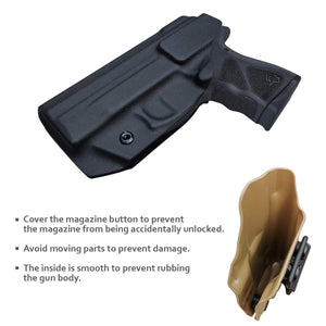 IWB Kydex Holster Custom Fit: Taurus TH9C Pistol - Inside Waistband Concealed Carry - Adj. Cant Retention - Cover Mag-Button - Widened Entrance - No Wear, No Jitte