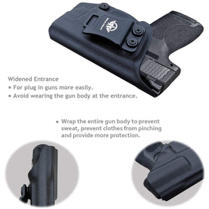 PoLe.Craft IWB Kydex Holster Custom Fit: Smith & Wesson M&P Shield 9/40 M2.0 S&W - with Integrated CT Laser - Inside Waistband Concealed Carry - Cover Mag-Button, Widened Entrance, No Wear, No Jitter - Black - PoLe.Craft Holster & Knives