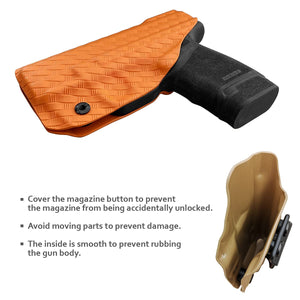 Hellcat Holster, Carbon Fiber Kydex Holster IWB for Springfield Armory Hellcat Pistol Case Pocket - Inside Waistband Carry Concealed Holster Hellcat Accessories Guns Pouch (Orange, Right Hand)