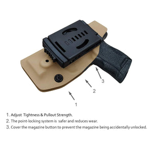 Kydex OWB Holster Fit: Sig Sauer P365 Holsters P365 SAS Gun Pistol Case - Sig Sauer P365 OWB Holster - Waistband Outside Carry - 1.5-2 Inch Belt Clip with Lock - Adj. Width Height Cant, Entrance Widen - Tan - PoLe.Craft Holster & Knives