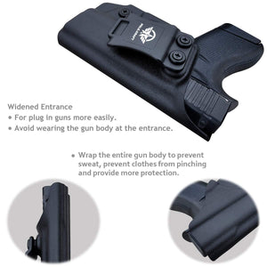 PoLe.Craft IWB Kydex Holster Custom Fit: Glock43 / Glock 43X (Gen 1-5) Pistol - Inside Waistband Concealed Carry - Cover Mag-Button, Widened Entrance, No Wear, No Jitter - Black