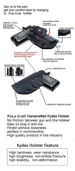 IWB Tactical KYDEX Holster Custom Fits: Sig Sauer P238 Gun Case Inside Waistband Carry Concealed Holster Pistol Pouch Bag Accessories - Black - PoLe.Craft Holster & Knives