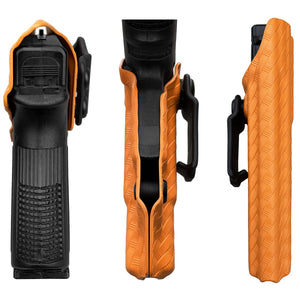 Glock 19 Holster, Carbon Fiber Kydex Holster IWB for Glock 19 19X Glock 23 Glock 25 Glock 32 Glock 45 (Gen 3 4 5) Pistol Case - Inside Waistband Carry Concealed Holster Glock 19 IWB (Orange, Right)