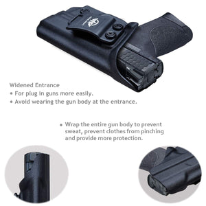 IWB Kydex Holster Custom Fit: Smith & Wesson M&P 40C Pistol - Inside Waistband Concealed Carry - Adj. Cant Retention - Cover Mag-Buttom - Widened Entrance - No Wear, No Jitter