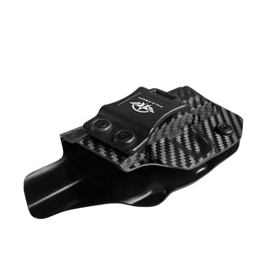 M&P Shield 9mm Holster IWB Kydex Carbon Fiber For Smith & Wesson M&P Shield 9mm .40 3.1" Barrel S&W Pistol Case - With Integrated Laser - Inside Waistband Concealed Carry - Adj. Cant Retention - Cover Mag-Button - No Wear - No Jitter