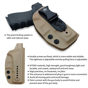 IWB Kydex Holster Fits: Glock 19 19X / Glock 23 / Glock 25 / Glock 32 (Gen 1-5) / Cz P10 Pistol Case Inside Waistband Carry Concealed Holster Glock 19 Guns - Adj. Height & Cant - Entrance Widen - Tan - PoLe.Craft Holster & Knives