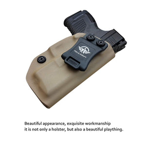 IWB Tactical KYDEX Gun Holster Custom Fits: Springfield XD-S 3.3" 9mm .40 S&W .45ACP Single Stack Pistol Case Inside Waistband Carry Concealed Holster Guns Pouch Bag - Tan - PoLe.Craft Holster & Knives