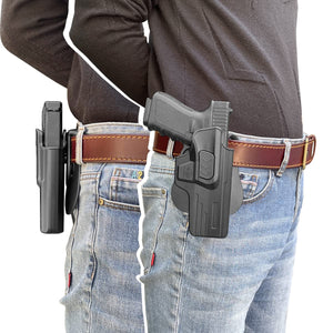 Taurus TH9C Holster OWB Paddle Polymer Holsters for Taurus TH9 / Taurus TH9C Outside Waistband Open Carry Polymer Holster with Safety Lock, Angle Adjustable / 1.5"-2" Belt Adjustable