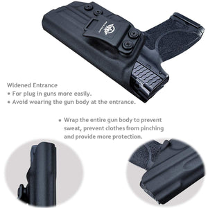 IWB Kydex Holster Custom Fit: Smith & Wesson M&P 9mm M2.0 Full Size 4.25" Pistol - Inside Waistband Concealed Carry - Cover Mag-Button - Widened Entrance - No Wear, No Jitter - Black - PoLe.Craft Holster & Knives