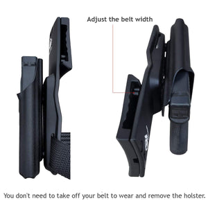 PoLe.Craft OWB Kydex Holster Custom Fit: Glock 43 / Glock 43X (Gen 3 4 5) Pistol - Outside Waistband Carry 1.5-2 Inch Belt Clip - Adj. Width/Height/Retention/Cant, Entrance Widened (Black, Right Hand Draw (OWB)) - PoLe.Craft Holster & Knives