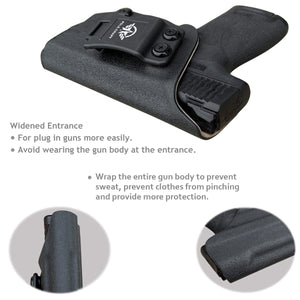 IWB Kydex Leather Holster Fit: Smith & Wesson M&P Shield Plus / M2.0 / M1.0 - 9mm 3.1" Barrel and M&P Shield M2.0 9mm with Integrated CT Laser Pistol - Inside Waistband Concealed Carry