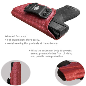 M&P Shield 9mm Holster, Carbon Fiber Kydex Holster Custom Fit: Smith & Wesson M&P Shield 9mm/.40 S&W - With Integrated Laser - Inside Waistband Concealed Carry - Cover Mag-Button, Widened Entrance, No Wear, No Jitter (Red, Right)