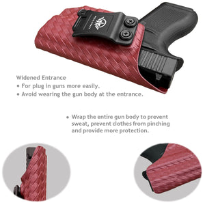 Glock 43 Holster, Glock 43x Holster, Carbon Fiber Kydex Holster IWB for Glock 43 / Glock 43X (Gen 1-5) Pistol Case - Inside Waistband Carry Concealed Holster Guns Accessories (Red, Right Hand)