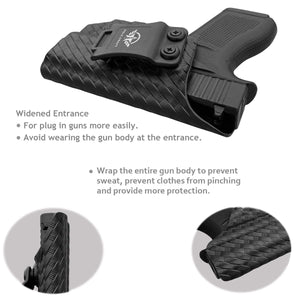 Glock 43 Holster, Glock 43x Holster, Carbon Fiber Kydex Holster IWB for Glock 43 / Glock 43X (Gen 1-5) Pistol Case - Inside Waistband Carry Concealed Holster Guns Accessories (Black, Right Hand)