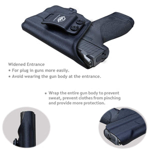 IWB Kydex Holster Custom Fit: Smith & Wesson M&P Shield 9mm/.40 w/TLR-6 - Inside Waistband Concealed Carry - Cover Mag-Button, Widened Entrance, No Wear, No Jitter